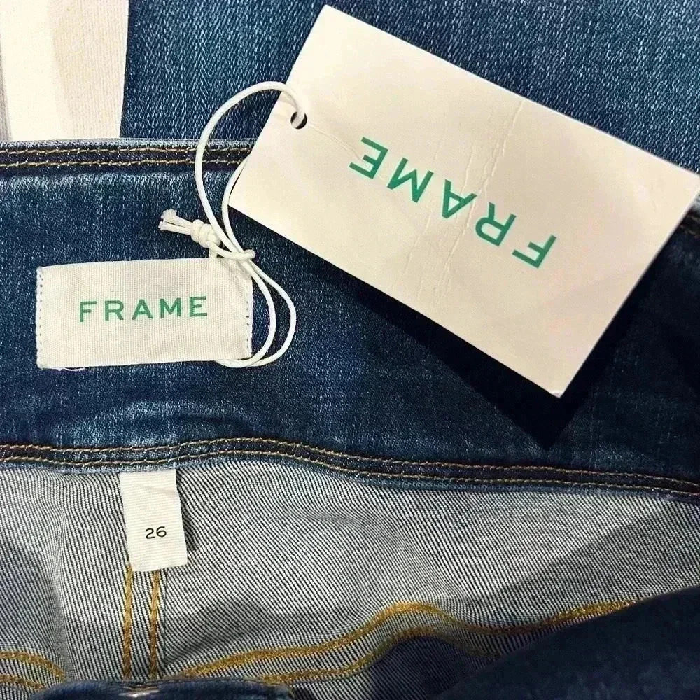 Frame Le Crop Ankle Flare Triple Button High Waist Jeans Size 26 - Picture 2 of 8